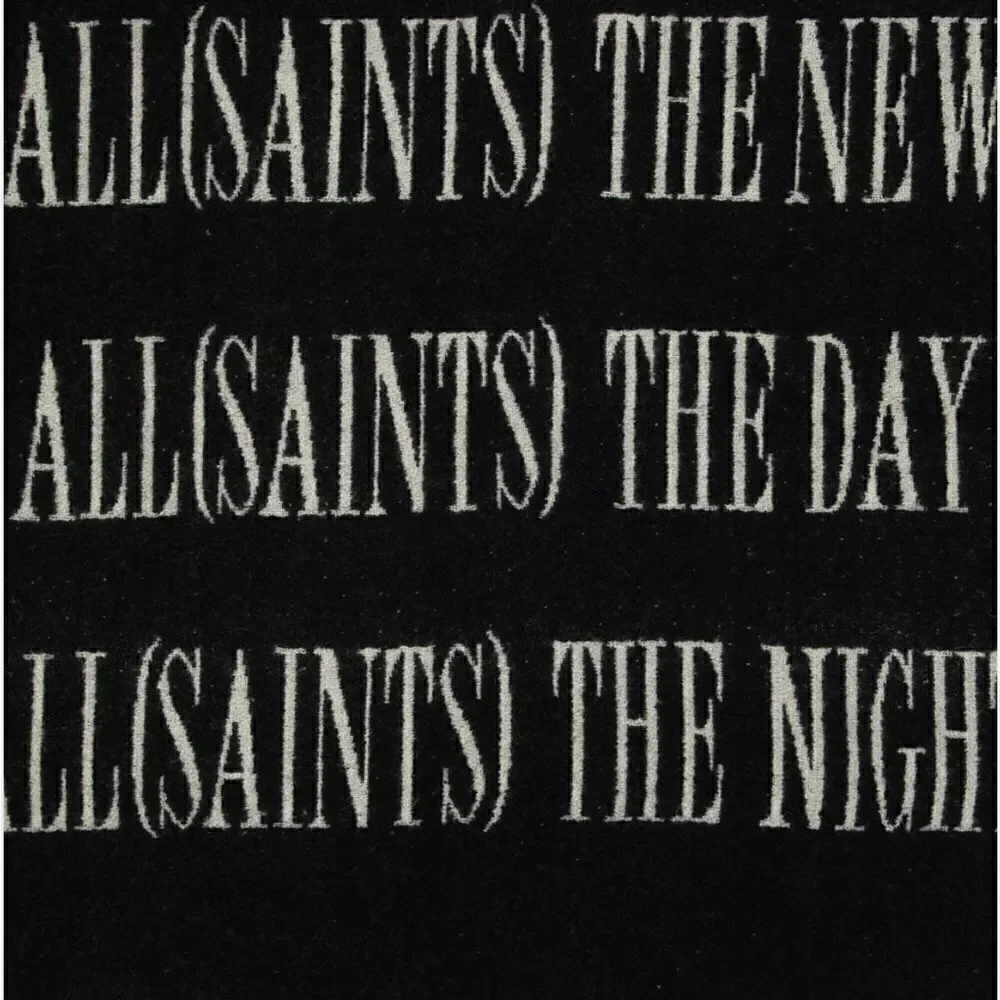 All Saints Varsity Wool Blend Woven Scarf Black